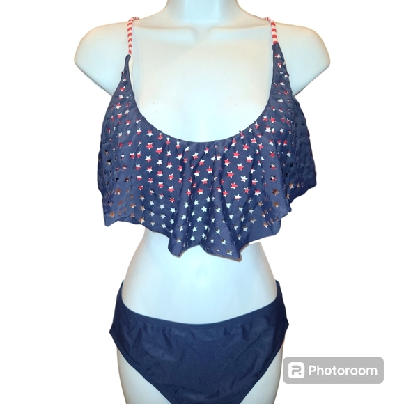 Swimsuit Bikini red white and blue stars and stripes large - Picture 1 of 8